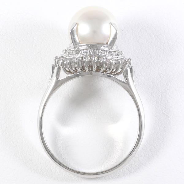 PT900 Platinum Ring with Approx. 9mm Pearl & Diamond 0.40, Size 12.5, Approximate Total Weight 7.5g
