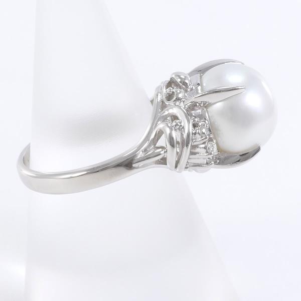 PT900 Platinum Ring 11mm Pearl Diamond in Excellent Condition