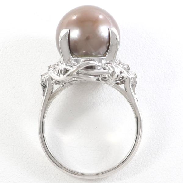 PT900 Platinum Ring 14 Pearl 12mm Diamond in Excellent Condition