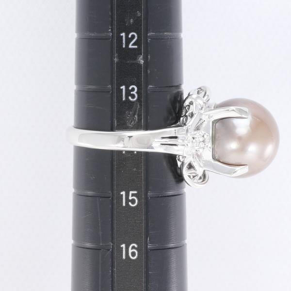 PT900 Platinum Ring 14 Pearl 12mm Diamond in Excellent Condition