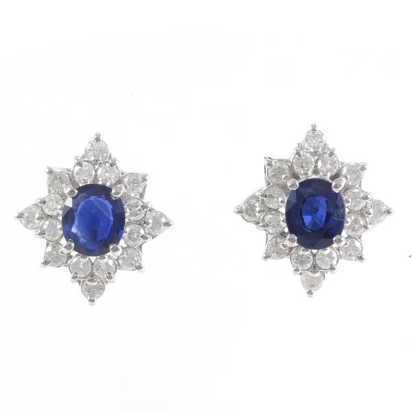 PT900 Platinum Sapphire Diamond Earrings