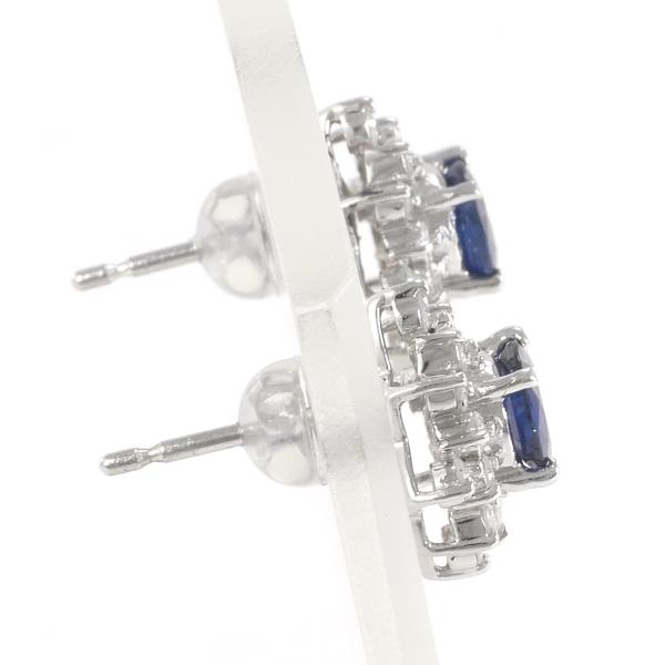 PT900 Platinum Sapphire Diamond Earrings in Great Condition