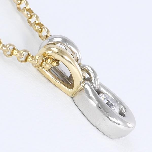 Verite Platinum PT900 & K18YG Necklace with 0.10ct Diamond, Total Weight Approximately 4.8g, 44cm Length, Ladies' Jewelry