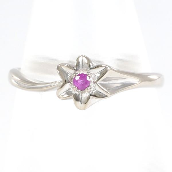 K9 White Gold Ruby Ring Size 13 in Excellent Condition