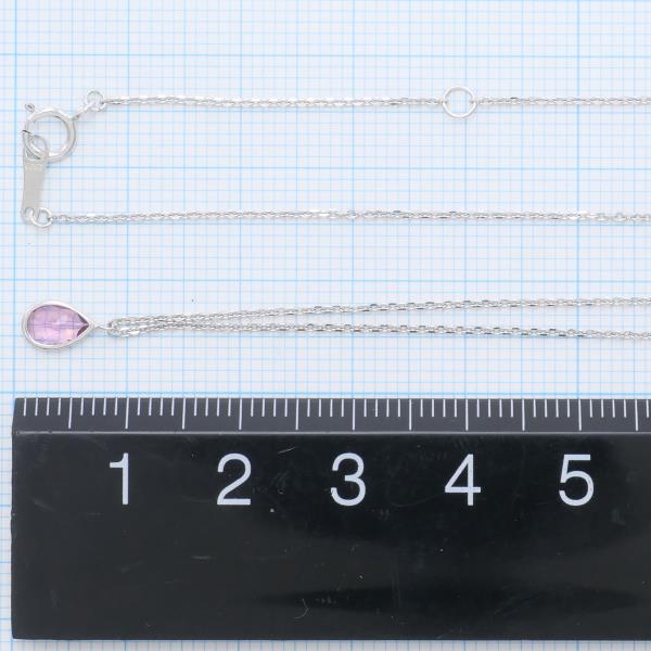 K10 White Gold Necklace with Pink Tourmaline in Excellent Condition