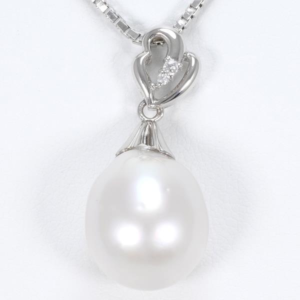 PT900 Platinum PT850 Necklace South Sea Pearl Diamond in Excellent Condition