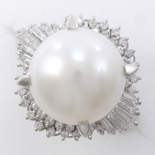 PT900 Platinum Pearl Ring with Diamond