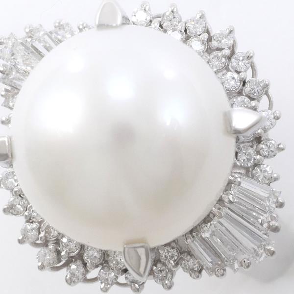 PT900 Platinum Pearl Ring with Diamond