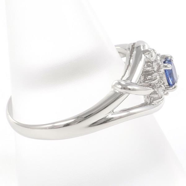 Platinum PT850 Ring with 0.27ct Sapphire & 0.13ct Diamond, Size 17, Silver, Men's