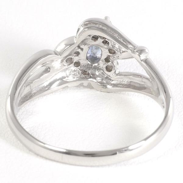 PT850 Platinum Ring with Sapphire and Diamond, Size 17