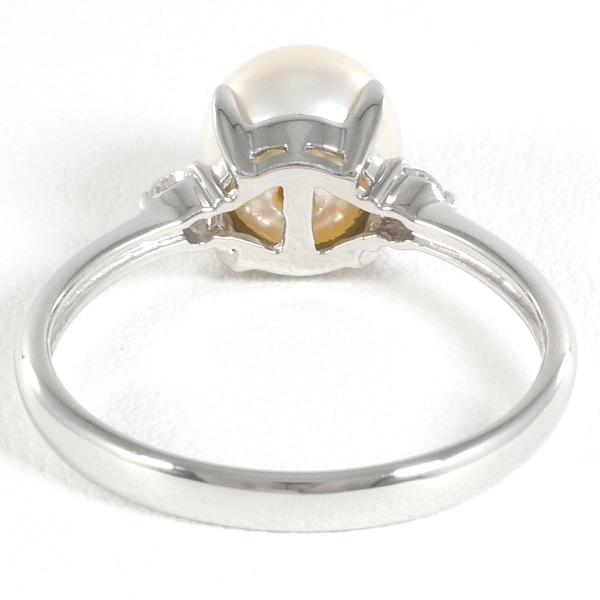 PT900 Platinum Ring with 7mm Pearl and 0.06ct Diamond in Excellent Condition