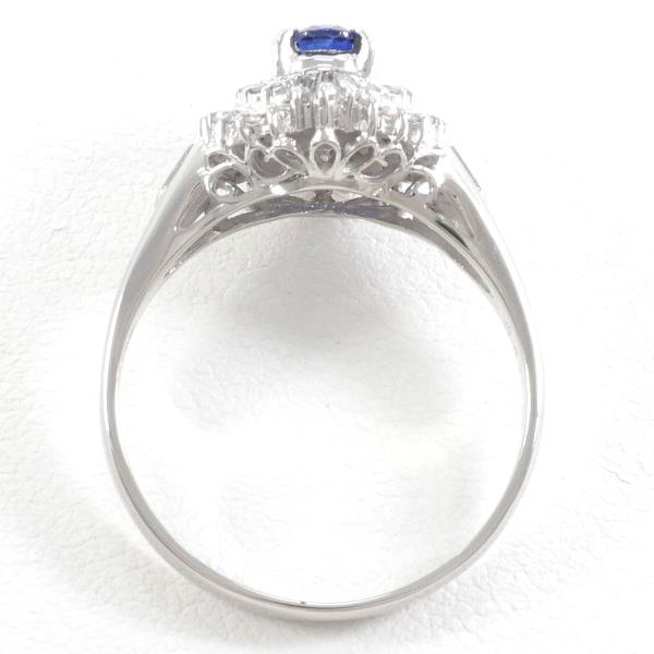 Platinum PT900 Women's Ring with 0.37ct Sapphire and 0.41ct Diamond - Size 12.5, Total Weight Approximately 4.2g