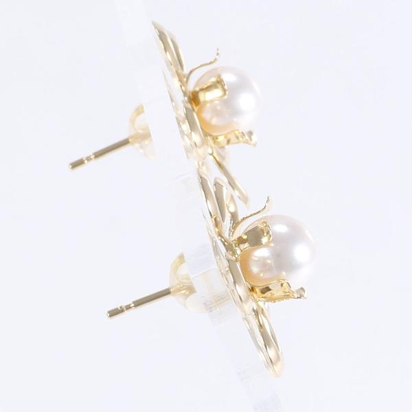 K18 Yellow Gold Pearl Earrings in Excellent Condition