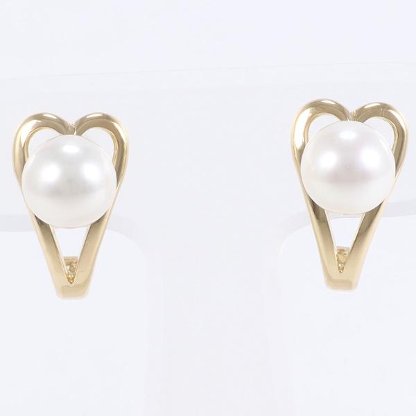 K18 Yellow Gold Pearl Earrings in Great Condition