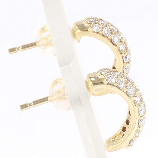 18K Yellow Gold Women's Earrings with Two 0.40ct Diamonds, Total Weight Approximately 2.9g