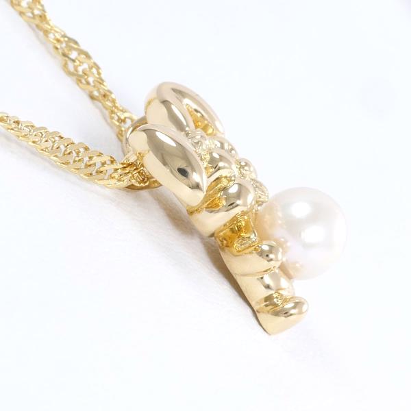 K18 Yellow Gold with Pearl Necklace, Approximately 5.4g, 45cm Length, Ladies' Jewelry