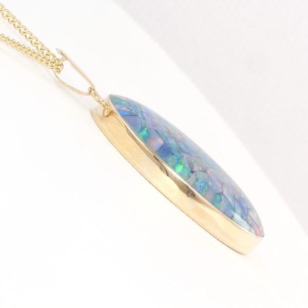 K18 Yellow Gold Necklace with Synthetic Stone, Approx. 40cm, Total Weight Approx. 9.4g
