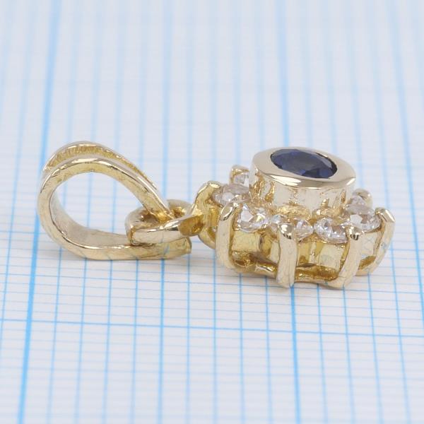 K14 Yellow Gold Sapphire Pendant Top in Excellent Condition