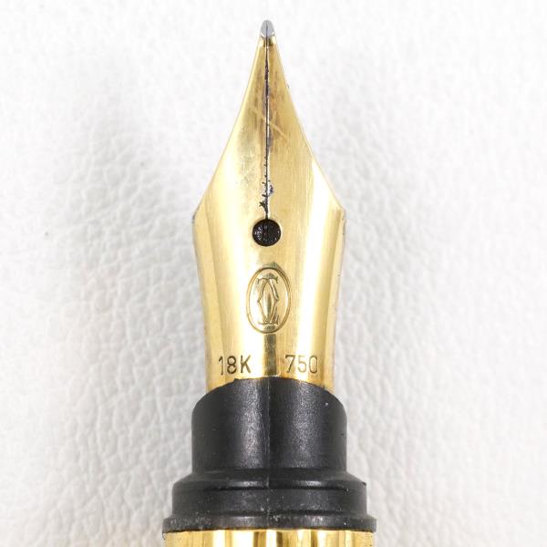 Cartier Must de Godron 18K YG Silver Fountain Pen in Excellent Condition