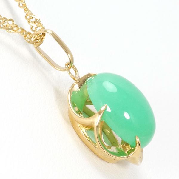 Women's 18K Yellow Gold Necklace with Natural Chrysoprase, Approx 40cm