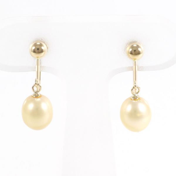 K18 Yellow Gold Pearl Earrings in Excellent Condition