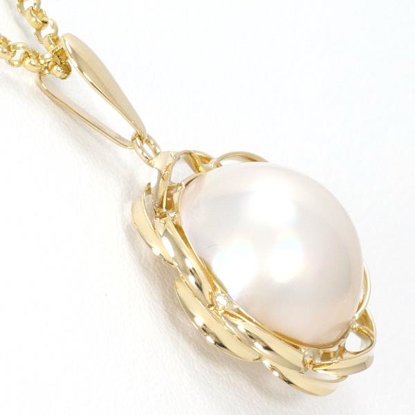K18 Yellow Gold Necklace with Mabe Pearl, Total Weight Approx. 5.7g, Length Approx. 45cm (Used)
