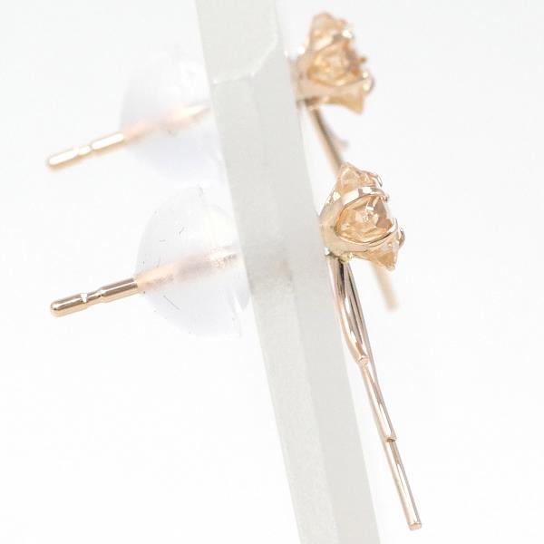 K10 Pink Gold Earrings with Artificial Stone in Excellent Condition