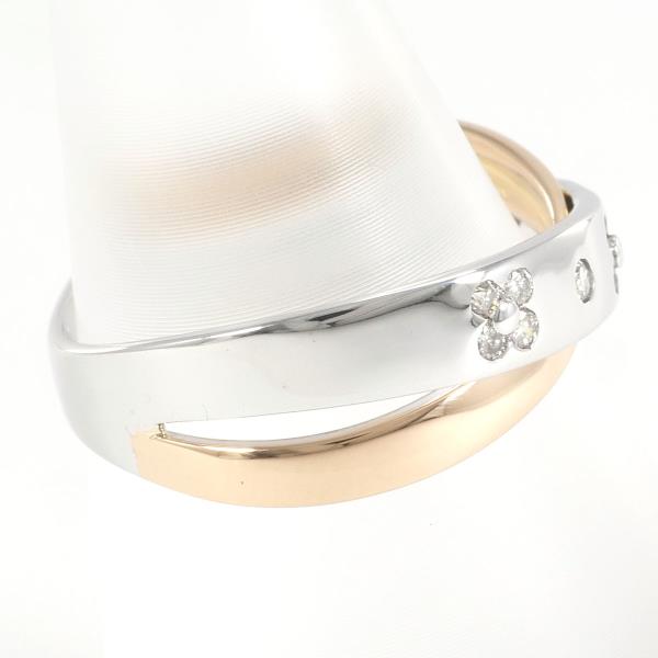 Flower Motif D0.15ct Ring in K18 White Gold/Pink Gold/Diamond Size 10.5 for Women