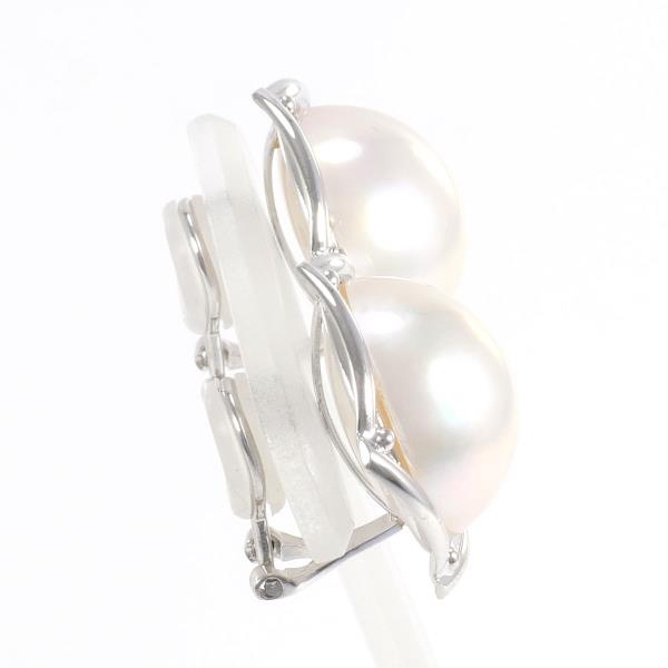 K14 White Gold Earrings with Mabe Pearl, Total Weight Approx. 11.1g