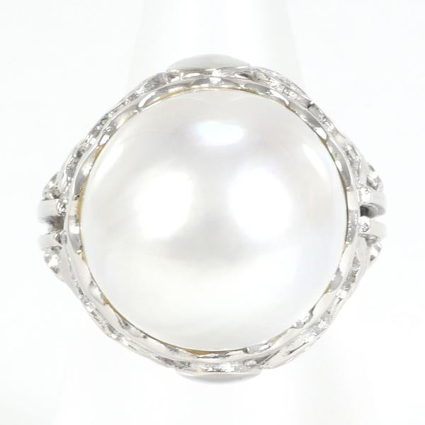 K14 White Gold Pearl Ring 7.5 in Excellent Condition