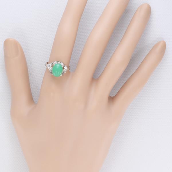 K14 White Gold Chrysoprase Ring Size 14 in Excellent Condition