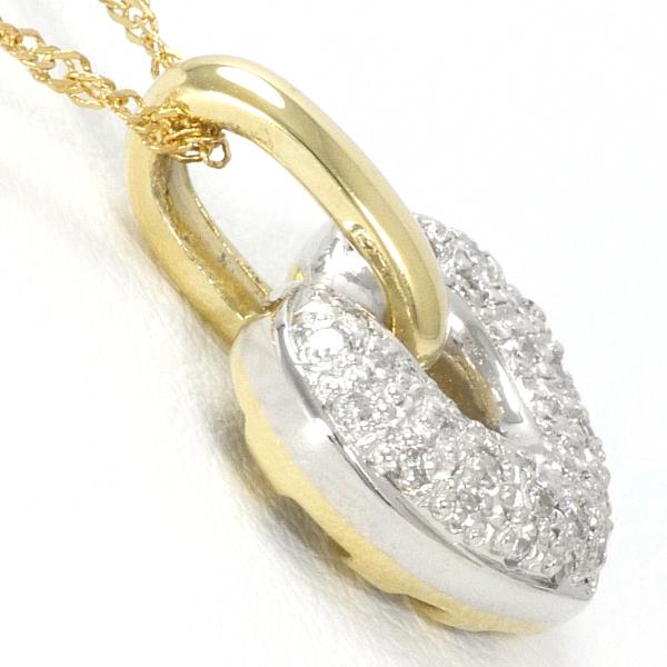 K18 Yellow Gold, Platinum PT900 Necklace with 0.16ct Diamond, Total Weight ~3.8g, Length ~40cm - Women's Pre-Owned Gold Necklace