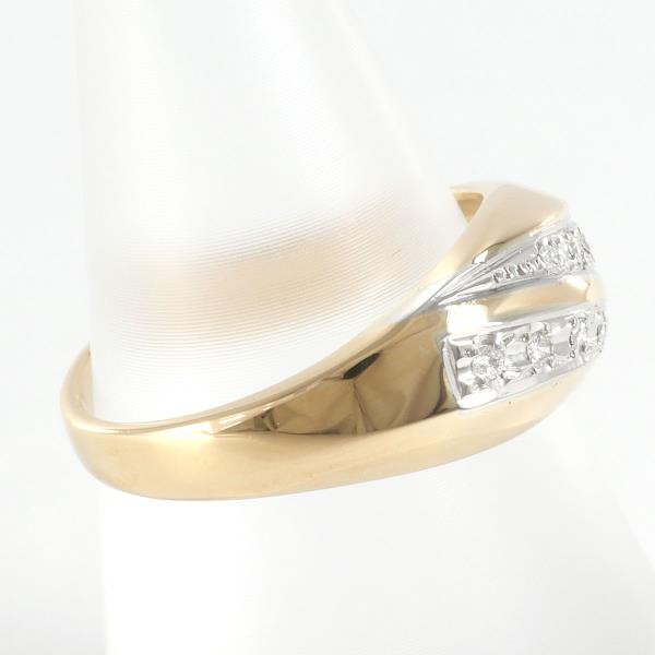 [LuxUness]  PT900 Platinum & K18 18k Yellow Gold Ring with 0.06ct Diamond, Size 11.5, Weight ~4.6g in Excellent condition
