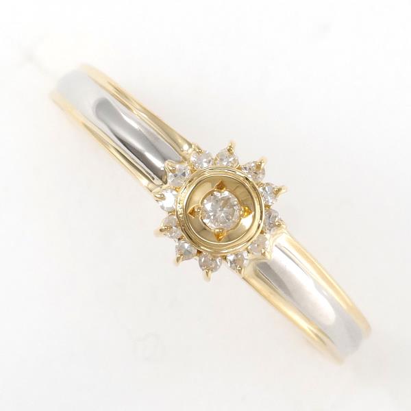 PT900 Platinum K18 Yellow Gold Diamond Ring in Excellent Condition