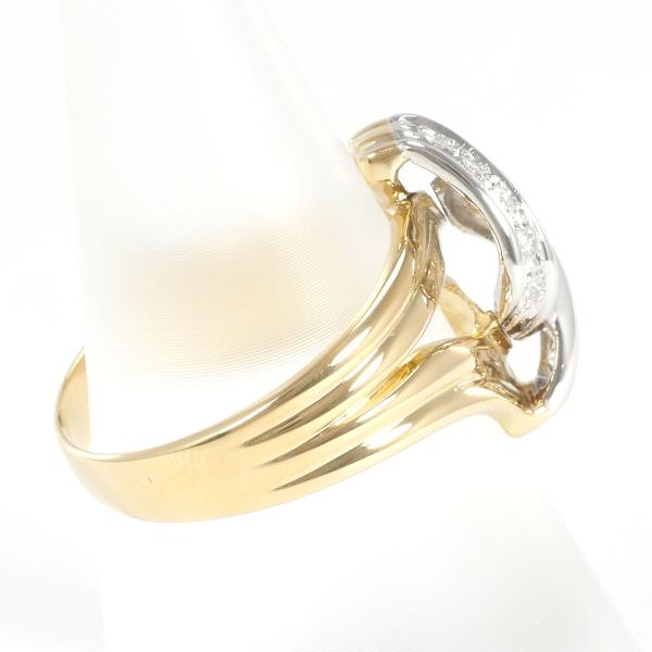 [LuxUness]  PT900 Platinum & K18 18k Yellow Gold Ring with Diamond, Size 11.5, Weight ~4.6g  in Excellent condition