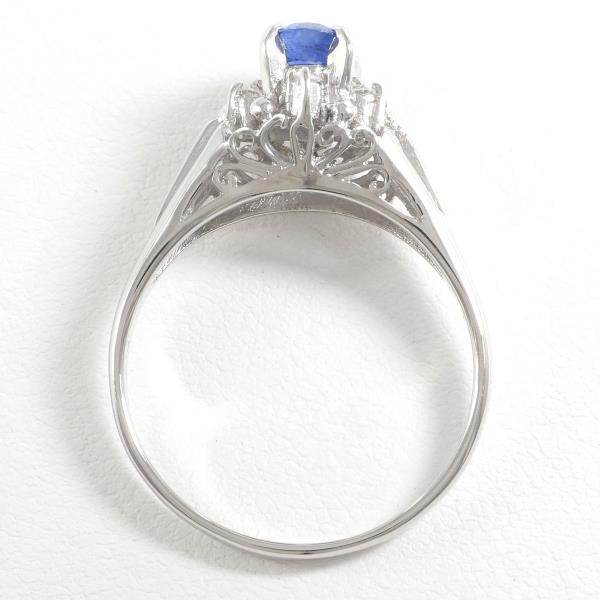 [LuxUness]  PT900 Platinum Ring with 0.70ct Sapphire and 0.10ct Diamond, Size 17.5, Weight ~5.4g  in Excellent condition