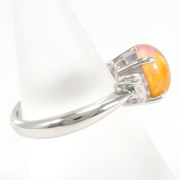 PT900 Platinum Ring Fire Opal 7.80 Diamond 0.32 in Excellent Condition