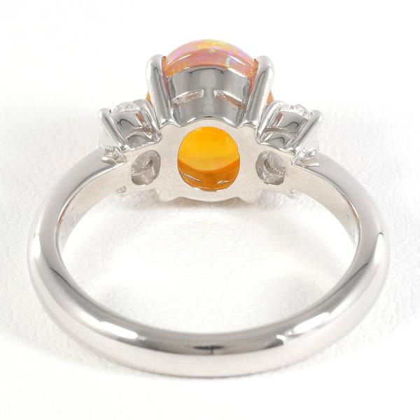 PT900 Platinum Ring Fire Opal 7.80 Diamond 0.32 in Excellent Condition