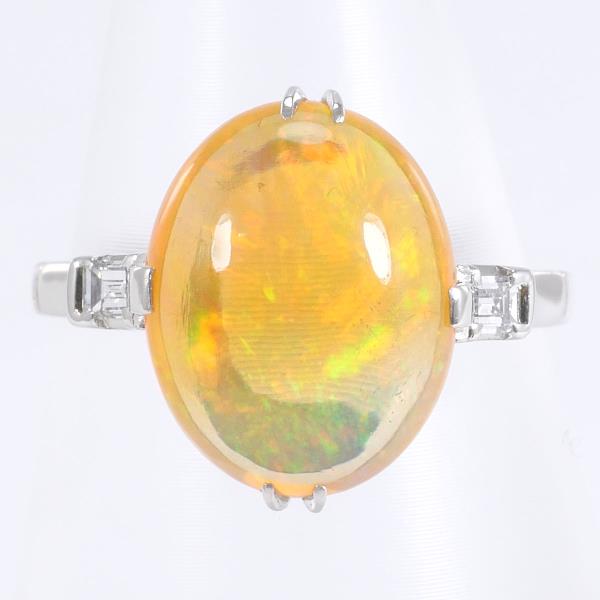 PT900 Platinum Fire Opal Diamond Ring in Excellent Condition