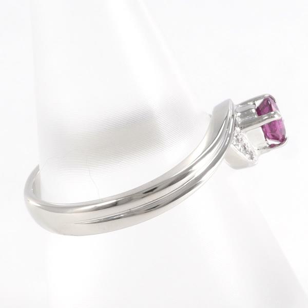 Ladies' PT850 Platinum Ring with 0.42 carat Ruby and 0.03 carat Diamond, Size 12.5, Total Weight Approximately 4.6g
