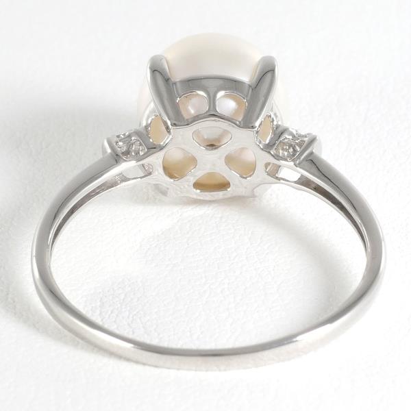 PT900 Platinum Ring with 9mm Pearl and Diamond in Pristine Condition