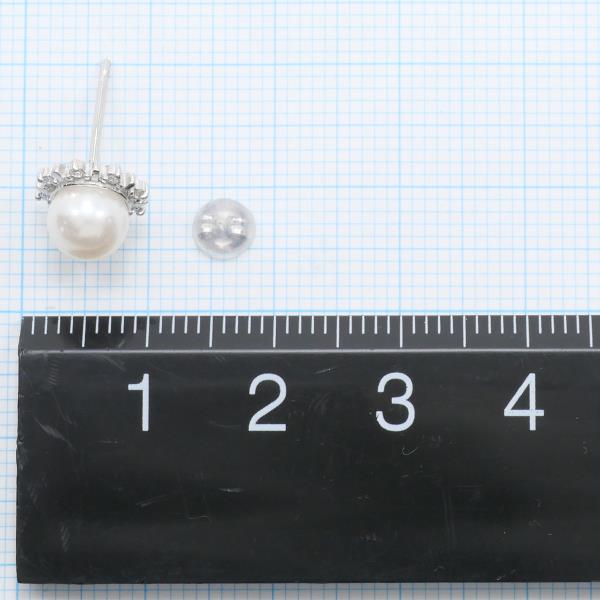 PT900 Platinum Pearl Earrings with Diamonds in Great Condition