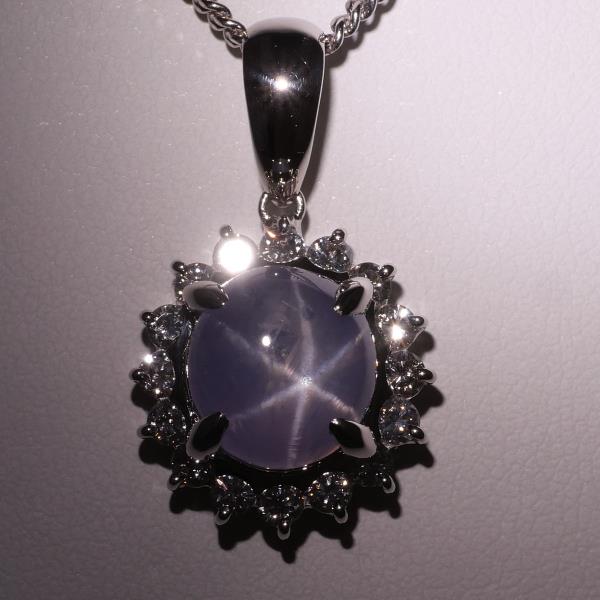 PT900 Platinum PT850 Necklace Star Sapphire 9.02 Diamond 0.81 in Excellent Condition