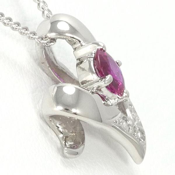 PT900 Platinum PT850 Necklace Ruby Diamond in Excellent Condition