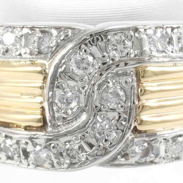 PT900 Platinum K18 Yellow Gold Diamond Ring 10.5 in Excellent Condition