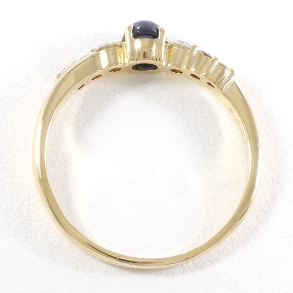 [LuxUness]  K18 18k Yellow Gold Ring with 0.53ct Sapphire and 0.27ct Diamond, Size 17, Weight ~3.1g  in Excellent condition