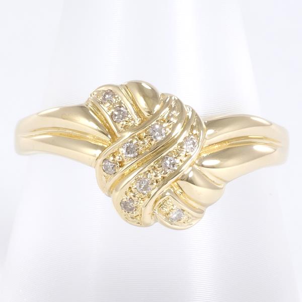 K18 Yellow Gold Ring with 0.10ct Diamond, Size 16, Total Weight Approximately 3.5g - For Ladies in Excellent Condition