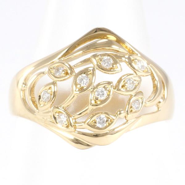 K18 Yellow Gold Ring with 0.10ct Diamond, Size 12, Total Weight Approximately 3.3g - For Ladies in Excellent Condition