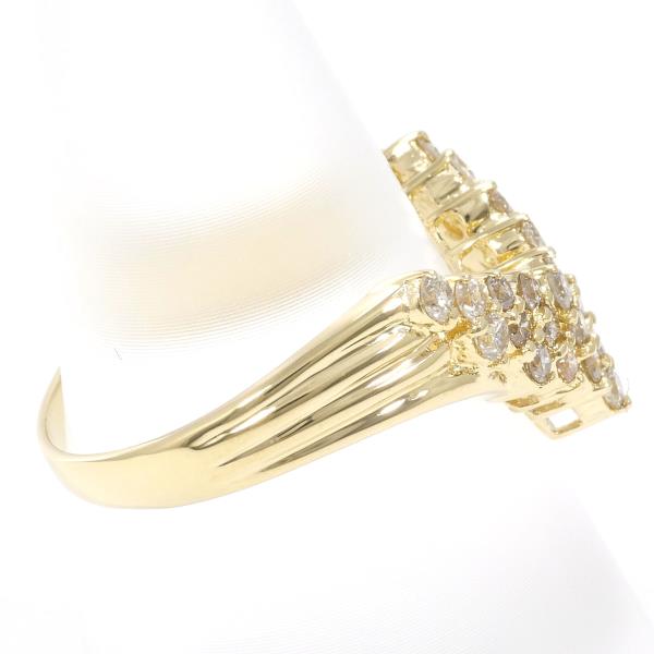 K18 Yellow Gold Ring with 0.50ct Brown Diamond, Size 11.5, Total Weight Approximately 3.3g - For Ladies