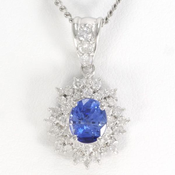 Platinum PT900 PT850 Sapphire Diamond Necklace